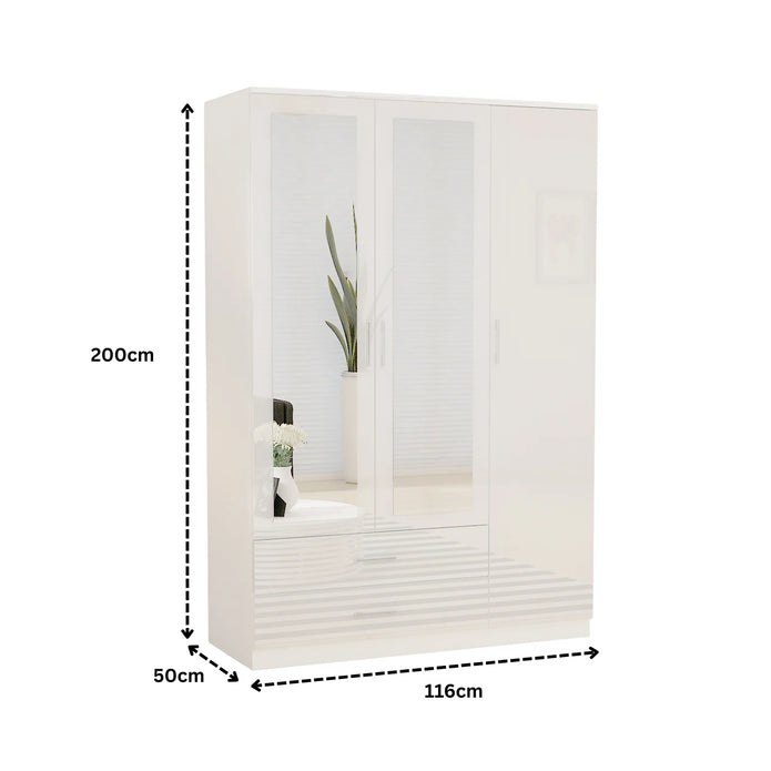 3 Doors High Gloss Wardrobe