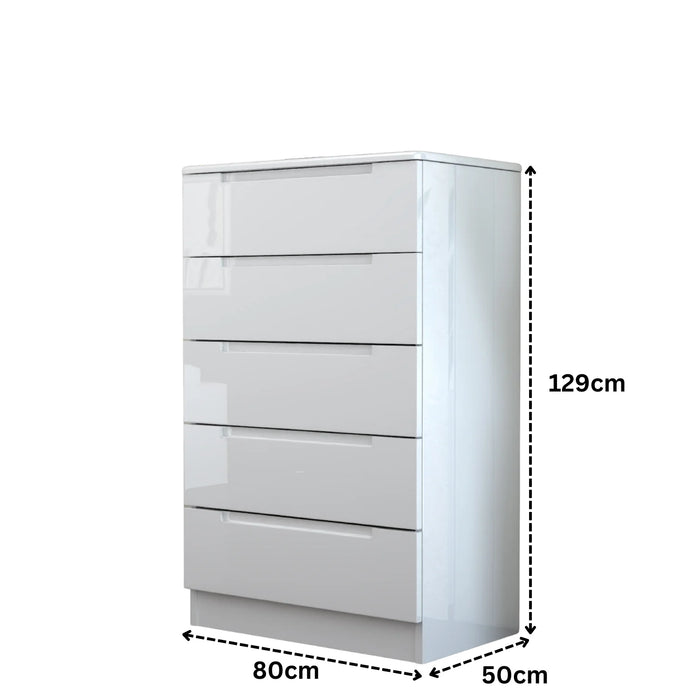 5 Tier High Gloss Chest of Drawers.