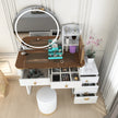Modern LED Mirror Dressing Table With Padded Stool