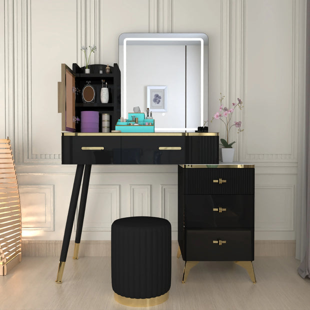 Modern LED Mirror Vanity Table With Glossy Finish