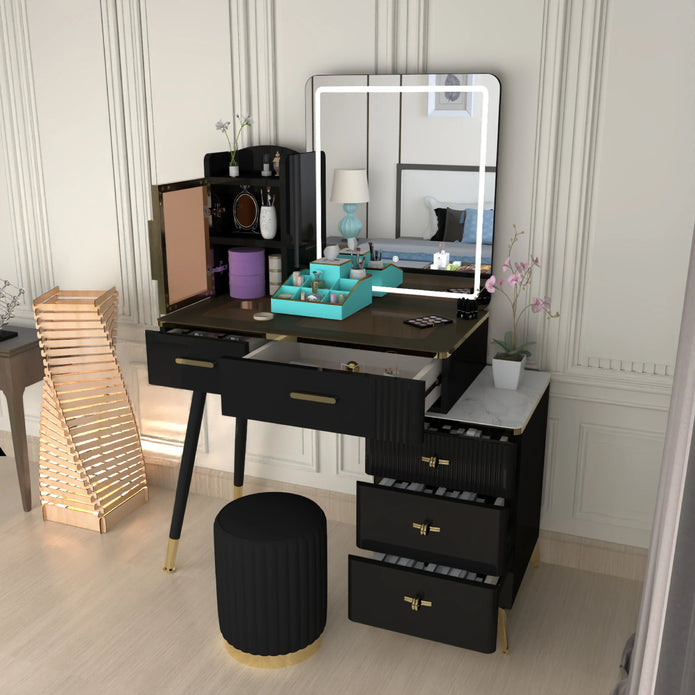 Modern LED Mirror Vanity Table With Glossy Finish
