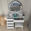 Round LED Mirror With High Gloss Dressing Table