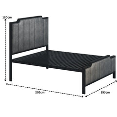 Arles Metal Bed | COLOR: Gray | SIZE: Single, Small/Double, Double, King 