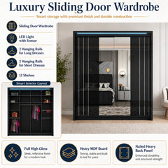 Porto 2 Doors Wardrobe | COLOR: Black | SIZE: 125cm , 165cm