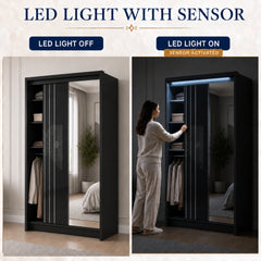 Porto 2 Doors Wardrobe | COLOR: Black | SIZE: 125cm , 165cm