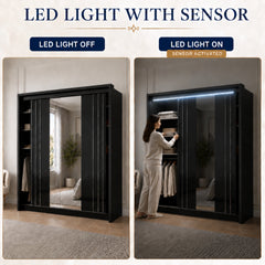 Porto 2 Doors Wardrobe | COLOR: Black | SIZE: 125cm , 165cm