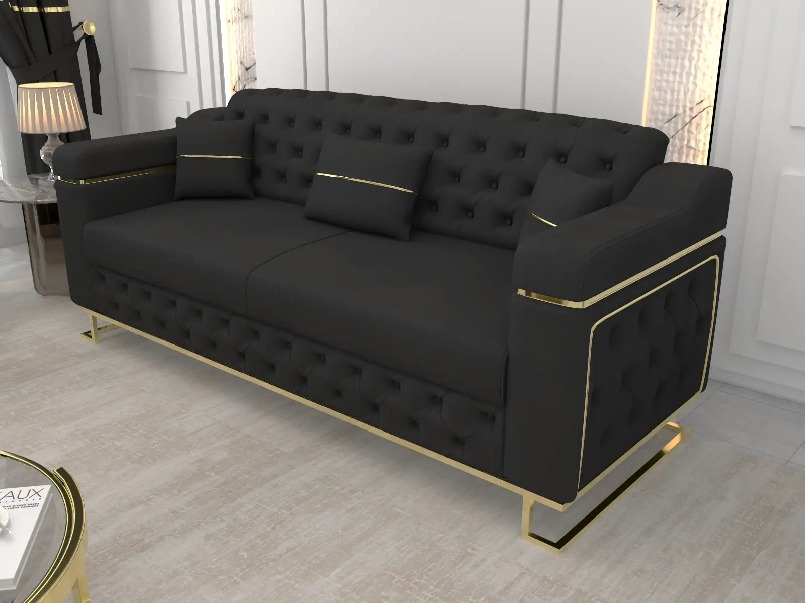 Black 3 Seater