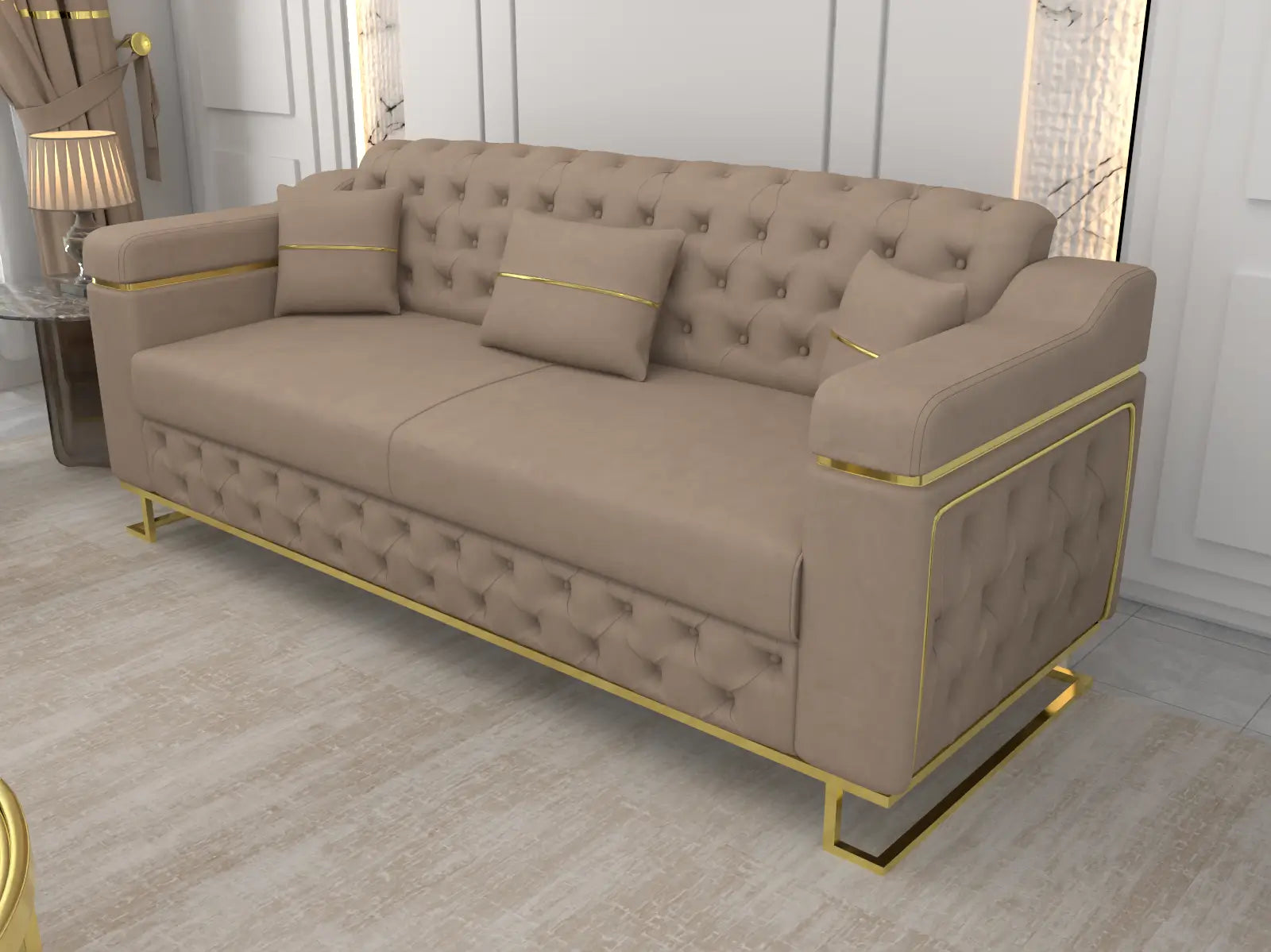Cream 3 Seater