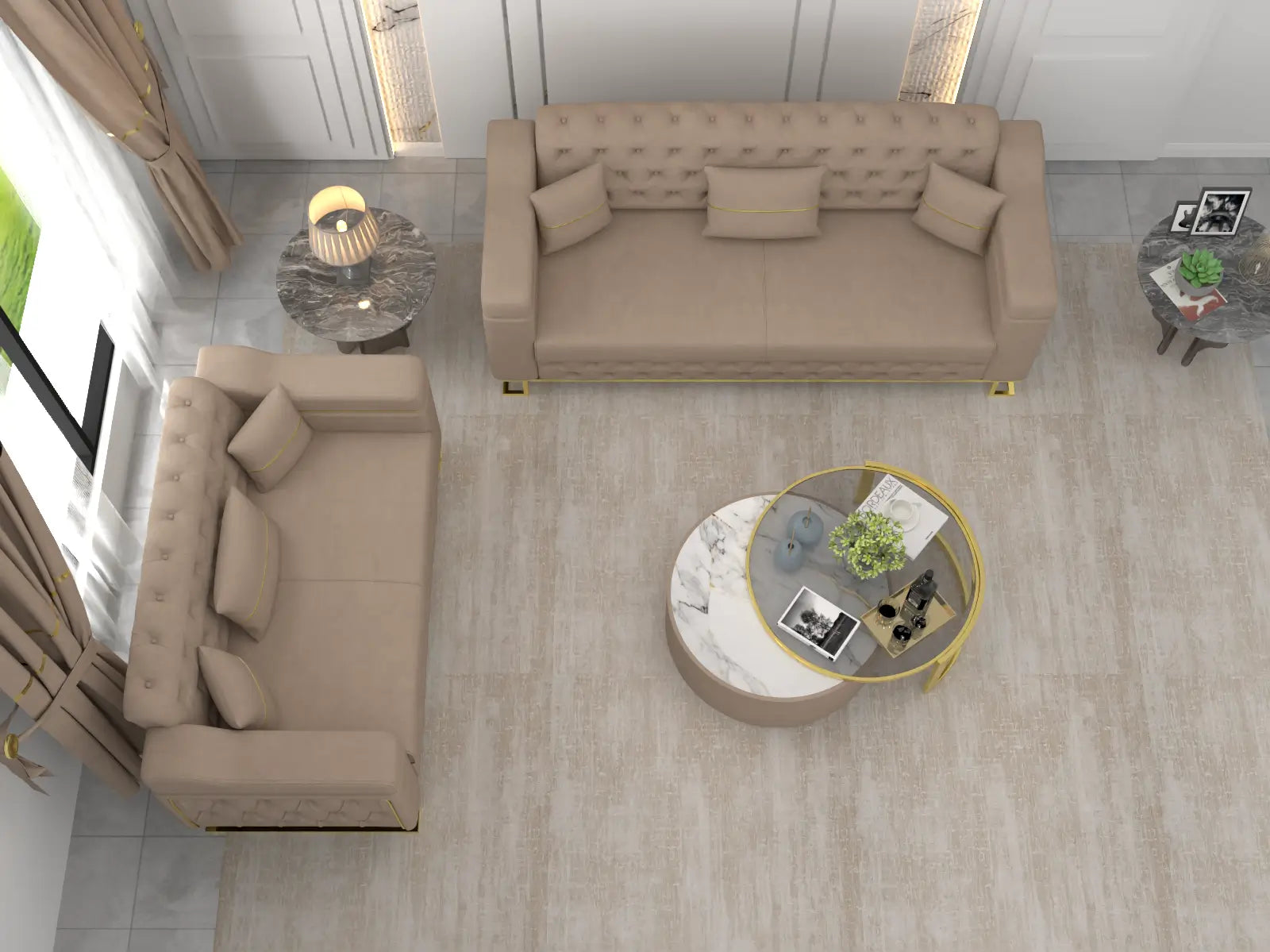 Cream 3+2 Seater
