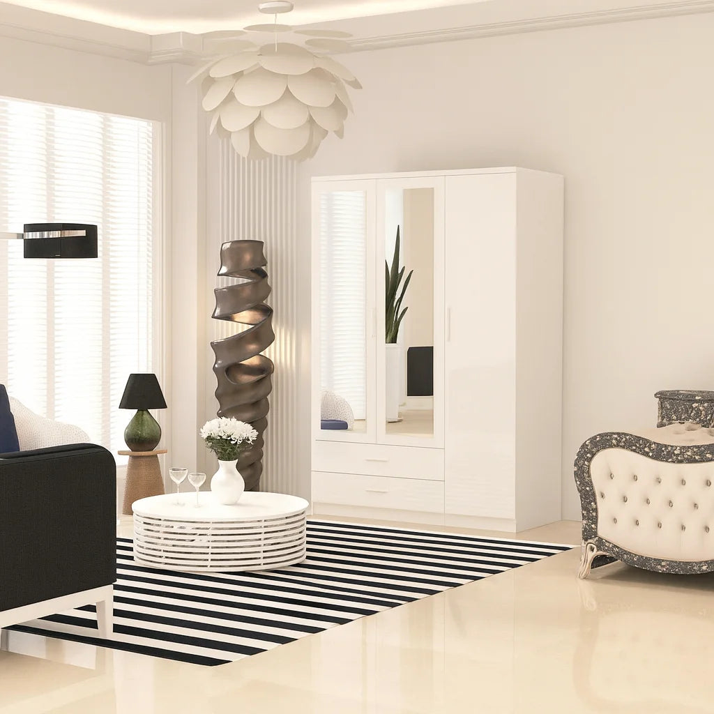 3 Doors High Gloss Wardrobe