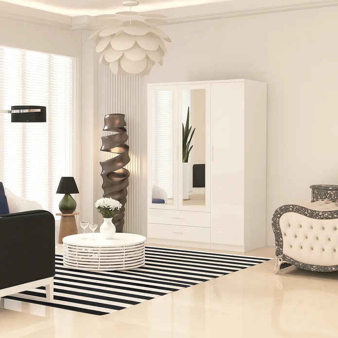 3 Doors High Gloss Wardrobe