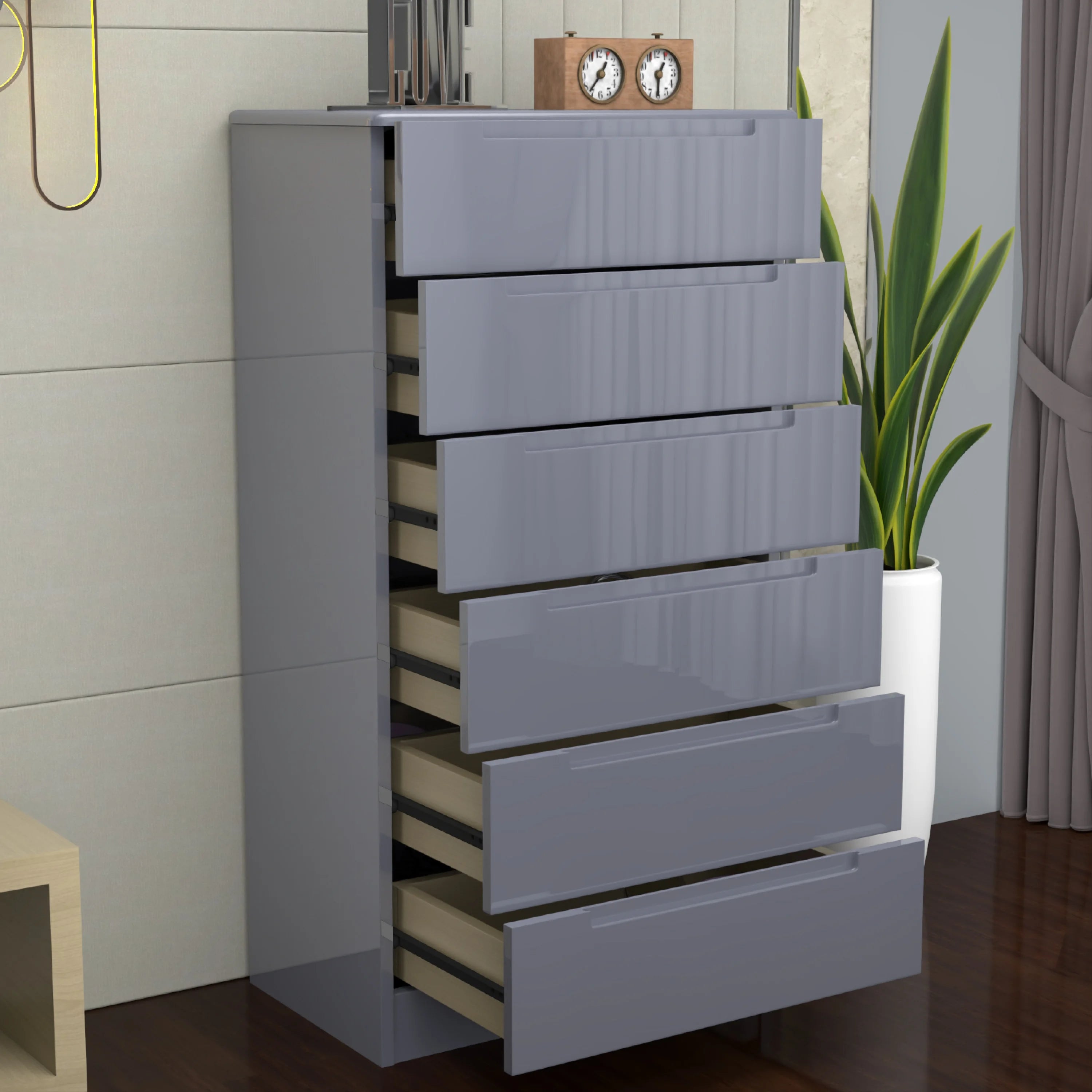 URBAN FURNISHING Modern 6-Deep Drawer Chest 50D x 80W x 152H