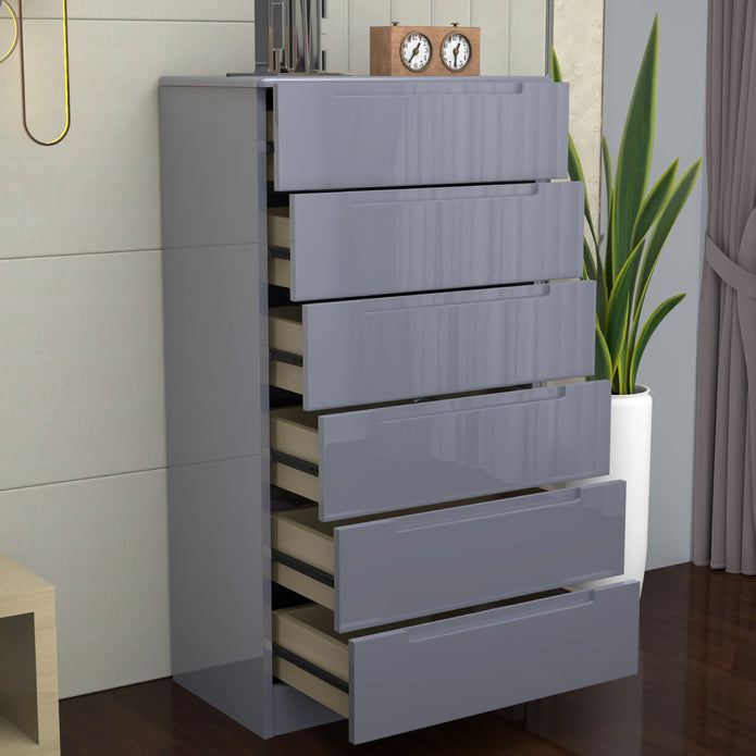 6 Tier High Gloss Chest of Drawers