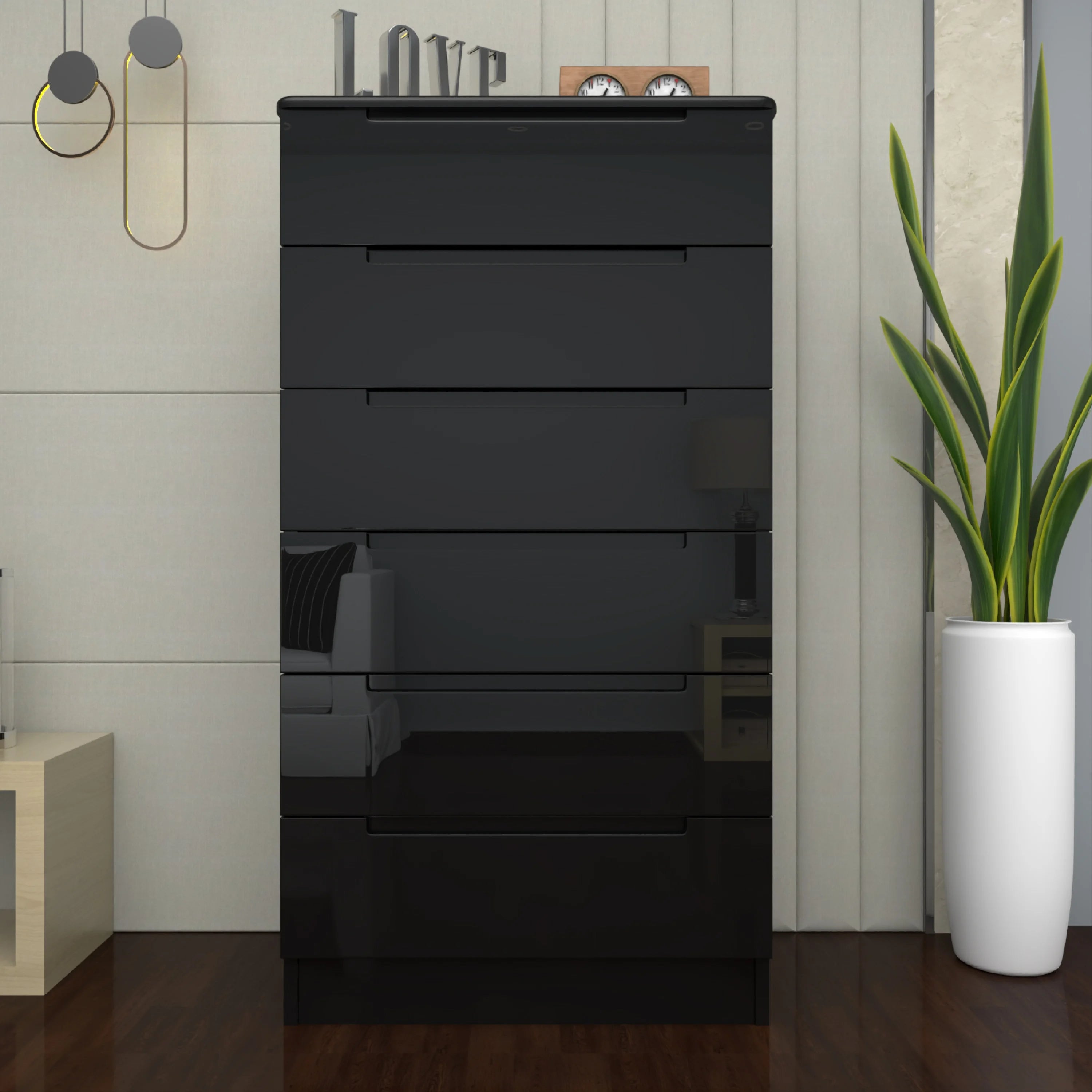 URBAN FURNISHING Modern 6-Deep Drawer Chest 50D x 80W x 152H