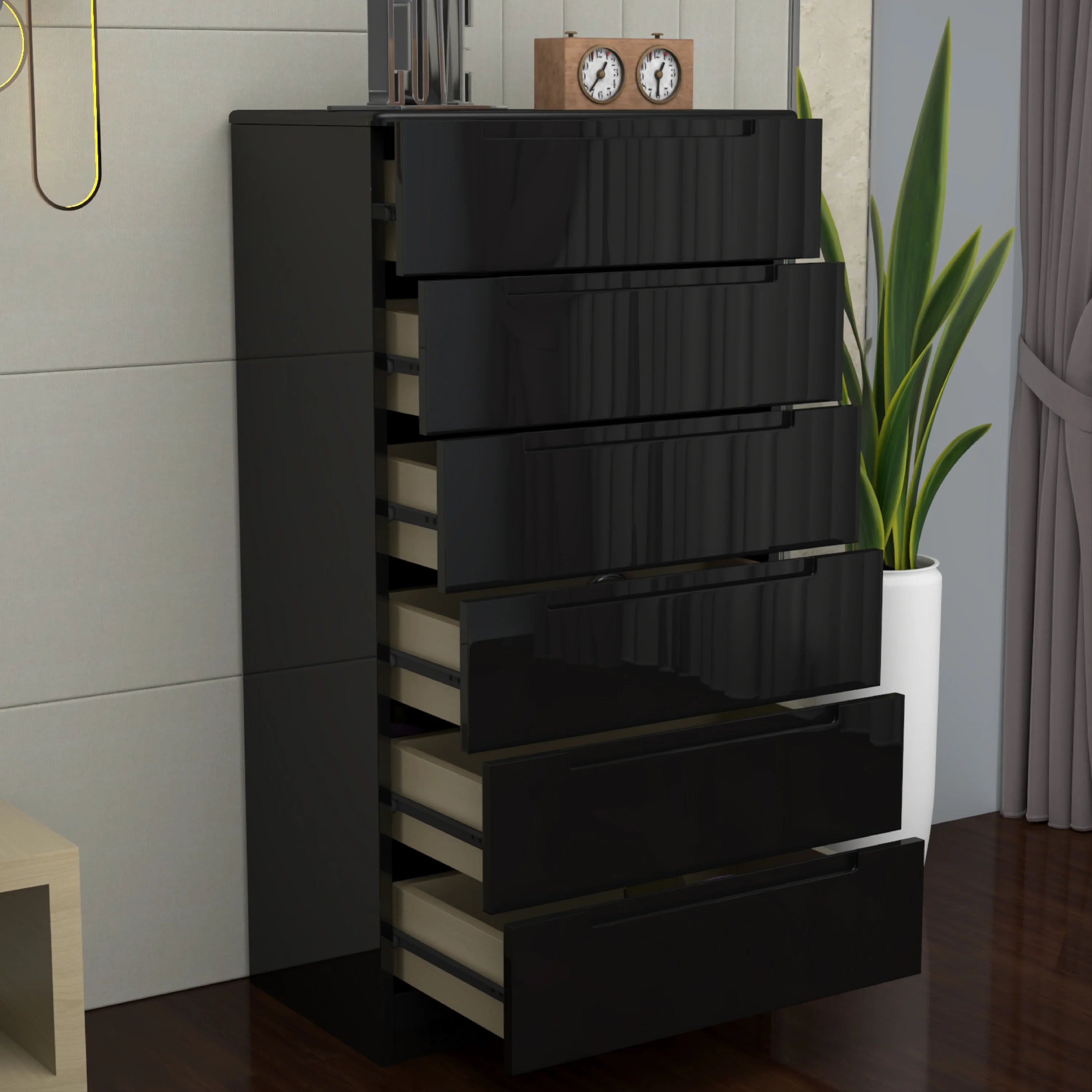 URBAN FURNISHING Modern 6-Deep Drawer Chest 50D x 80W x 152H