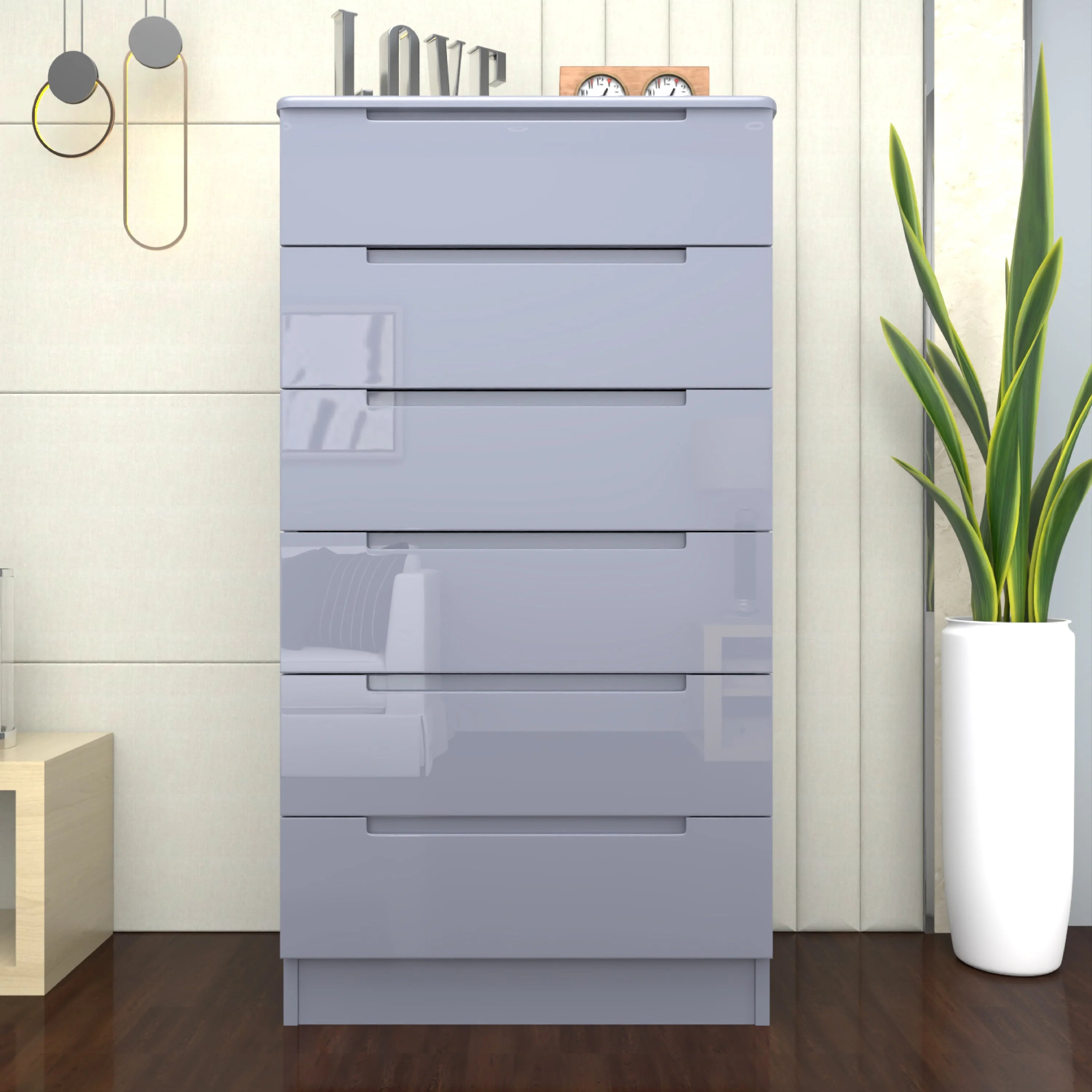 URBAN FURNISHING Modern 6-Deep Drawer Chest 50D x 80W x 152H