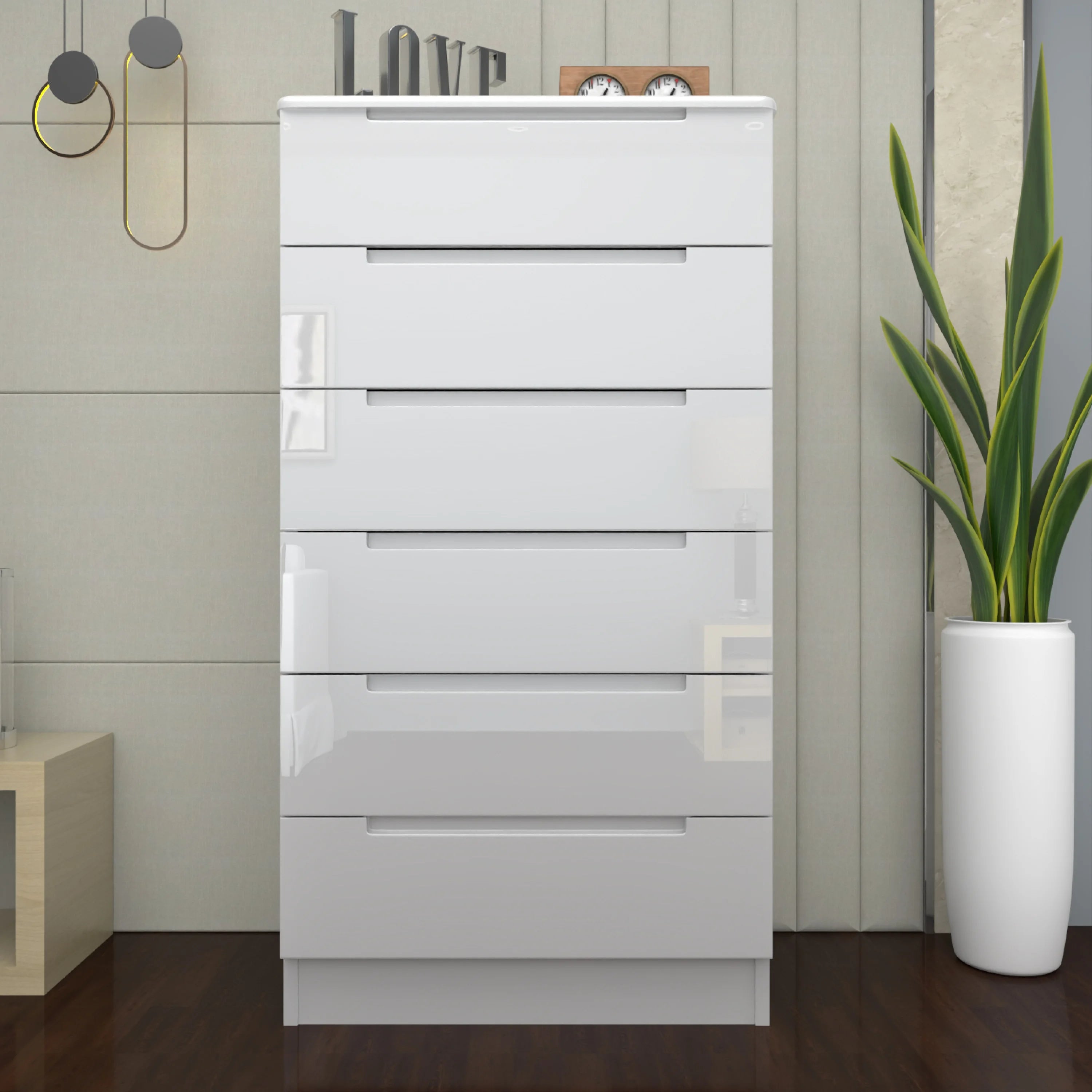 URBAN FURNISHING Modern 6-Deep Drawer Chest 50D x 80W x 152H