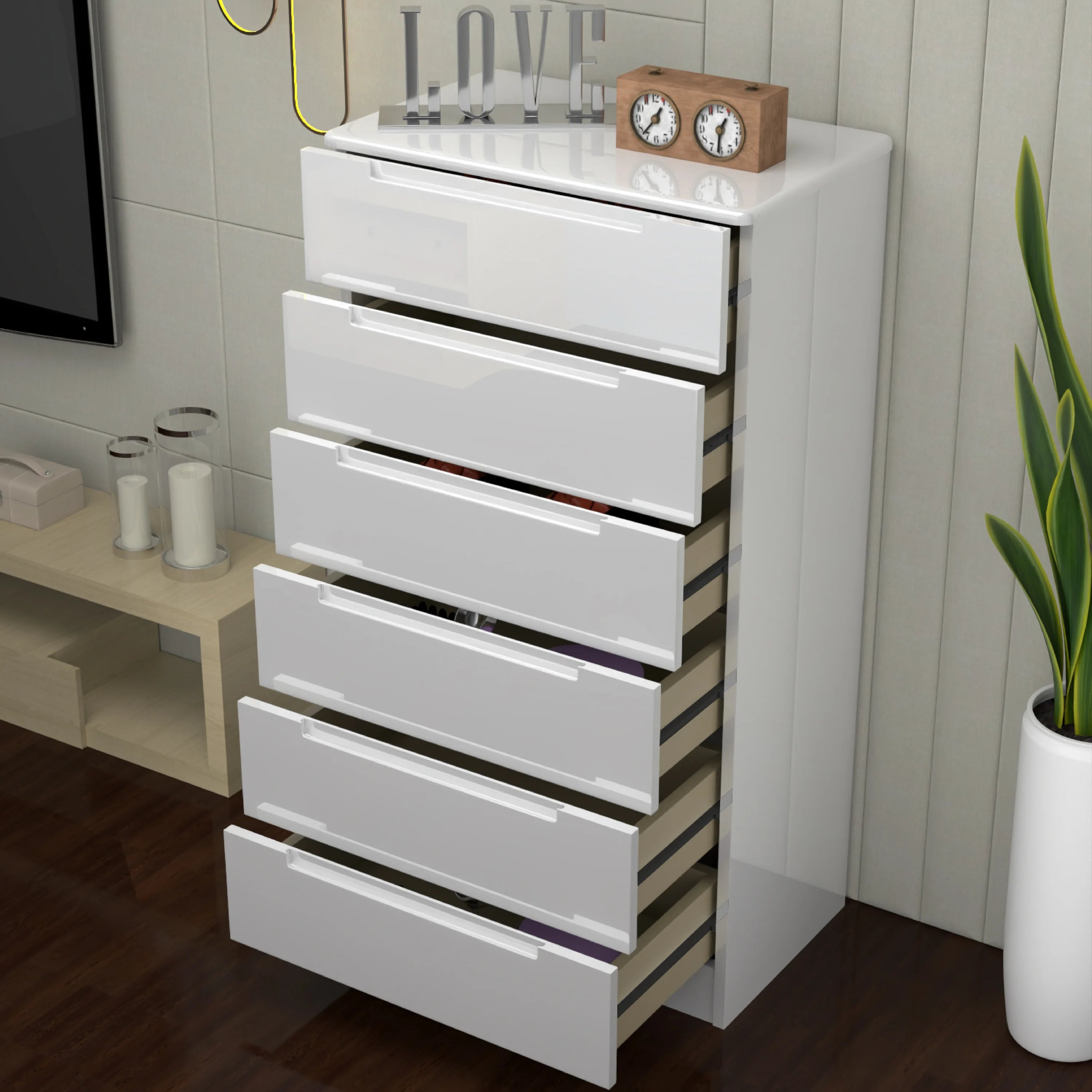 URBAN FURNISHING Modern 6-Deep Drawer Chest 50D x 80W x 152H