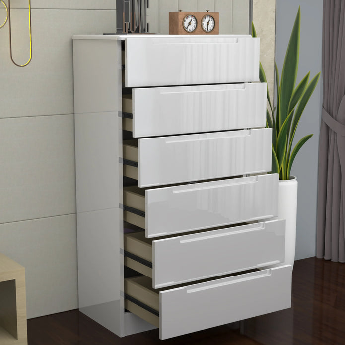 6 Tier High Gloss Chest of Drawers