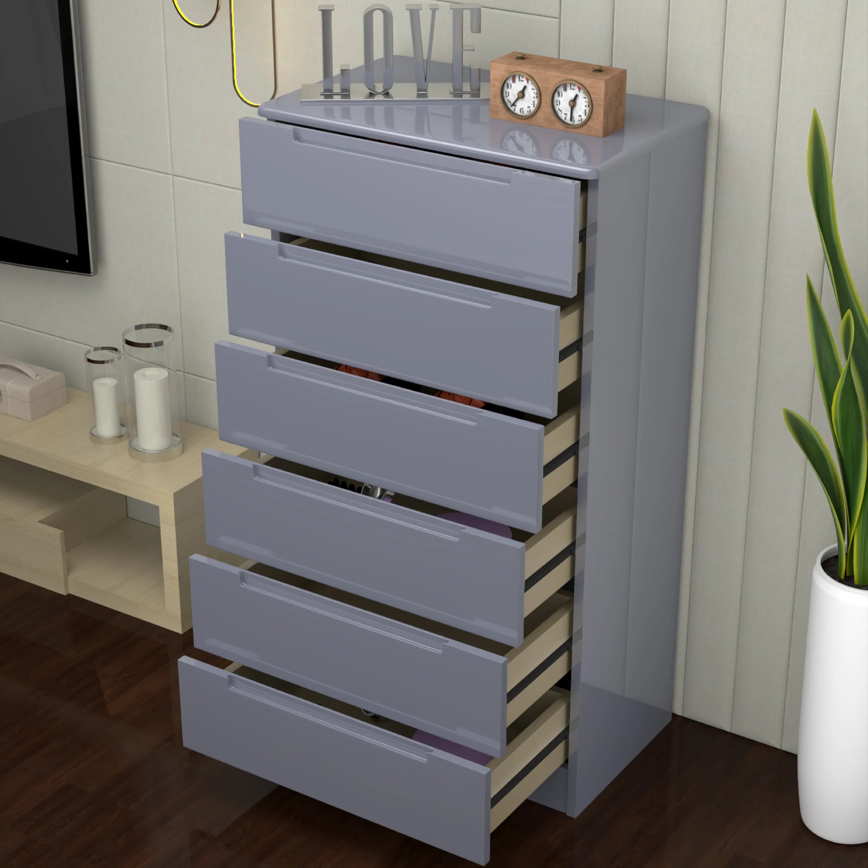 URBAN FURNISHING Modern 6-Deep Drawer Chest 50D x 80W x 152H