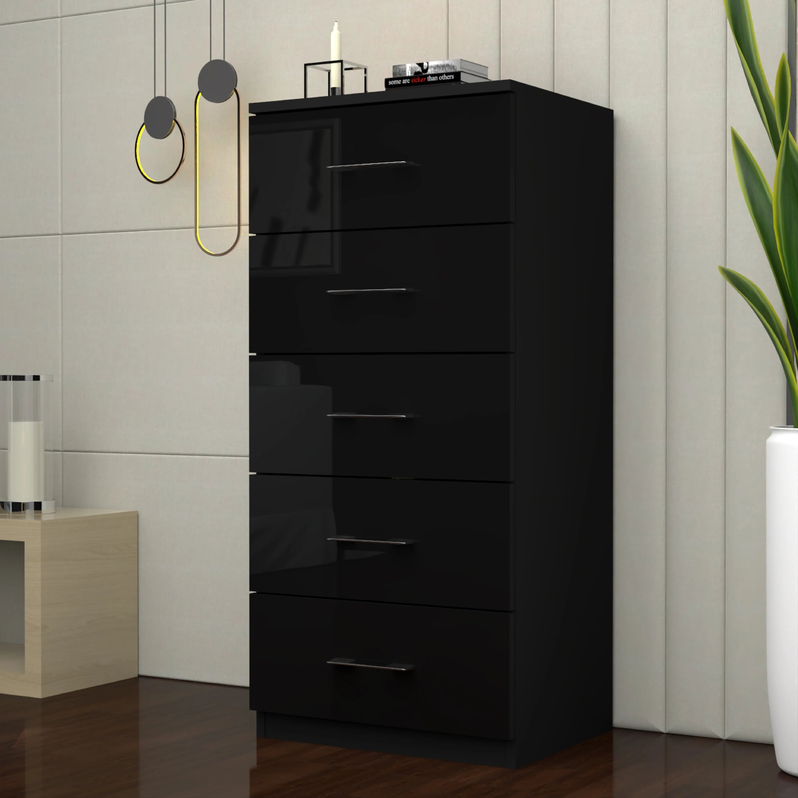 Urban Furnishing Modern 5-Deep Drawer Slim & Tall Chest 60cm