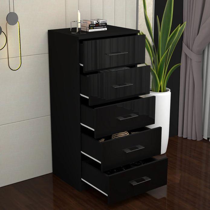 5 Tier High Gloss Chest of Drawers with Handles.