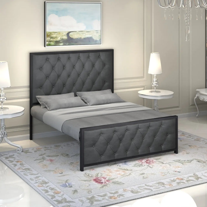 German Metal Bed | COLOR: Gray | SIZE: Single, Small/Double, Double, King 