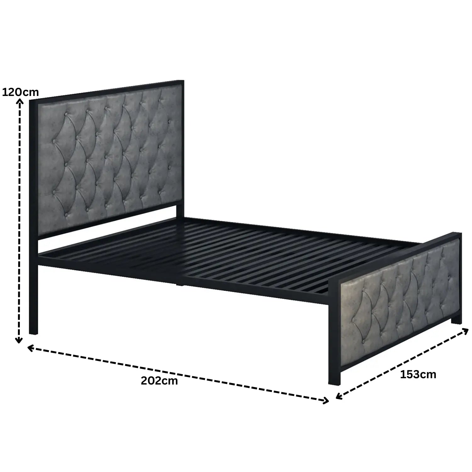 German Metal Bed | COLOR: Gray | SIZE: Single, Small/Double, Double, King 