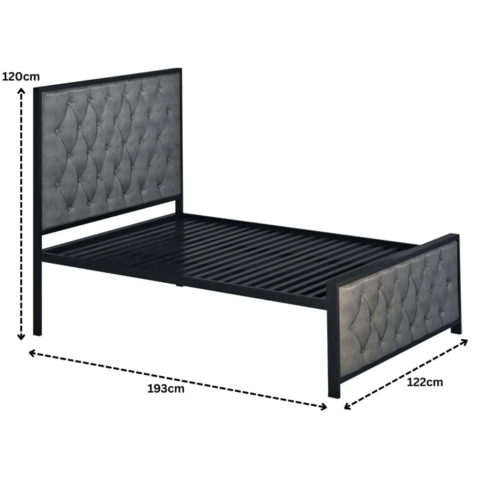 German Metal Bed | COLOR: Gray | SIZE: Single, Small/Double, Double, King 