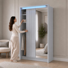 Porto 2 Doors Wardrobe | COLOR: Grey | SIZE: 125cm , 165cm