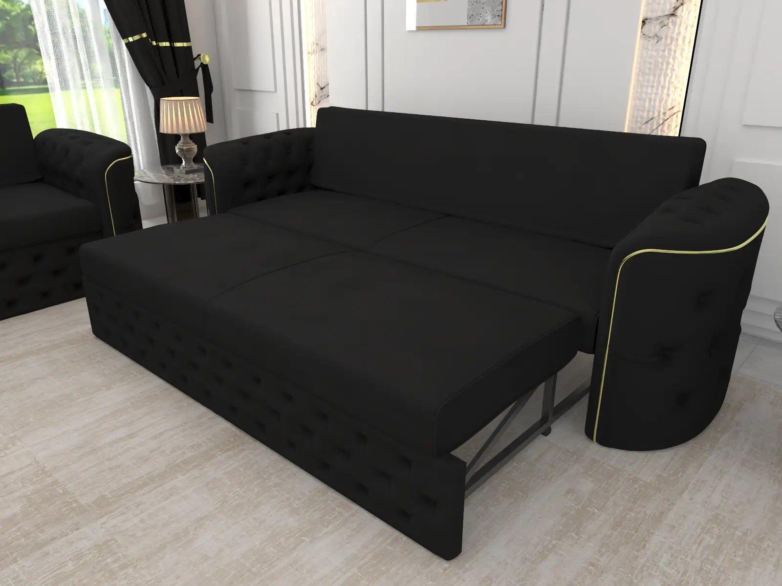 Black 3 seater