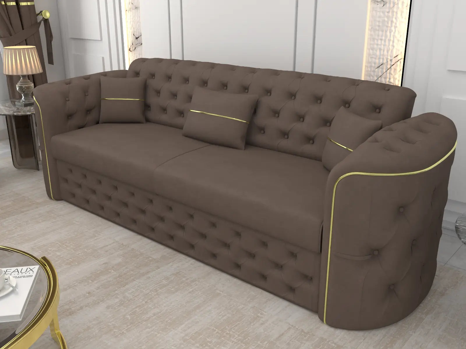 Brown 3 seater