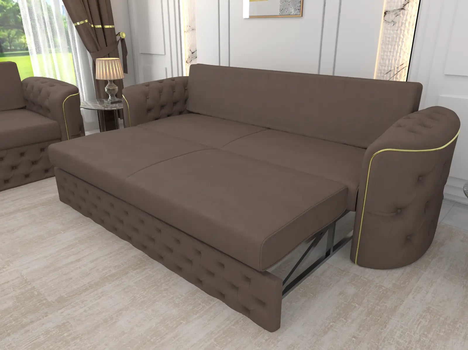 Brown 3 seater