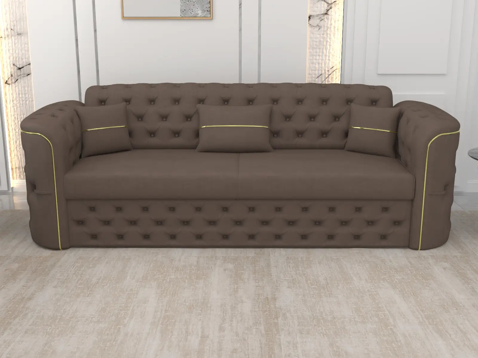Brown 3 seater