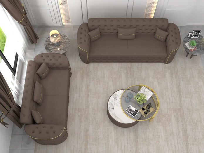 Brown 3+2 seater