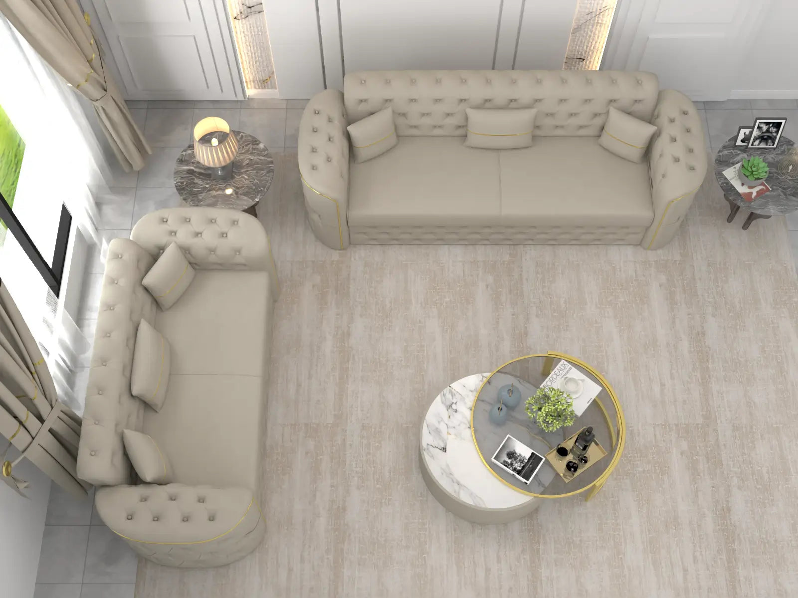 Cream 3+2 seater