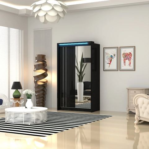 Porto 2 Doors Wardrobe | COLOR: Black | SIZE: 125cm , 165cm