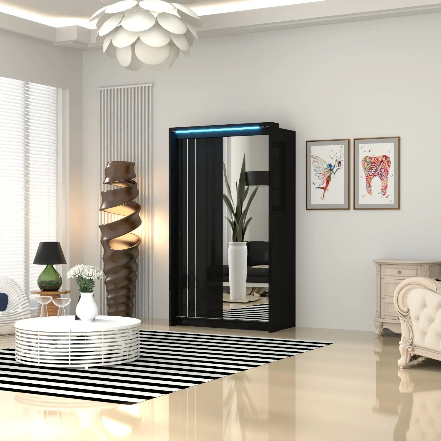 Porto 2 Doors Wardrobe | COLOR: Black | SIZE: 125cm 