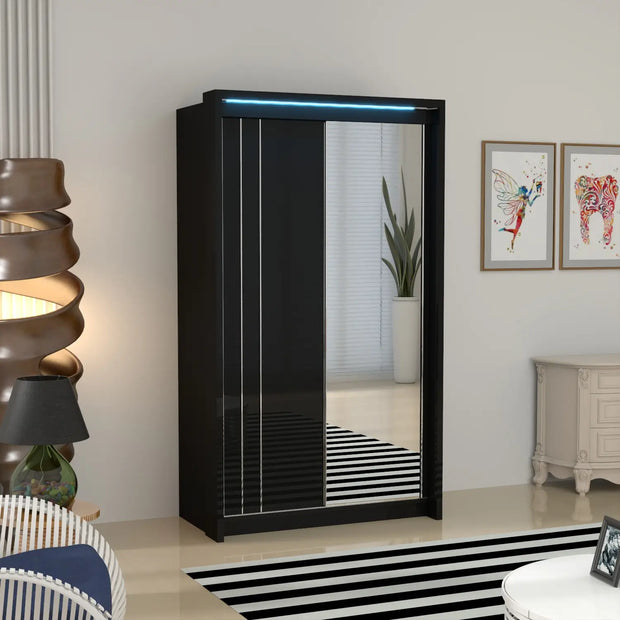 Porto 2 Doors Wardrobe | COLOR: Black | SIZE: 125cm