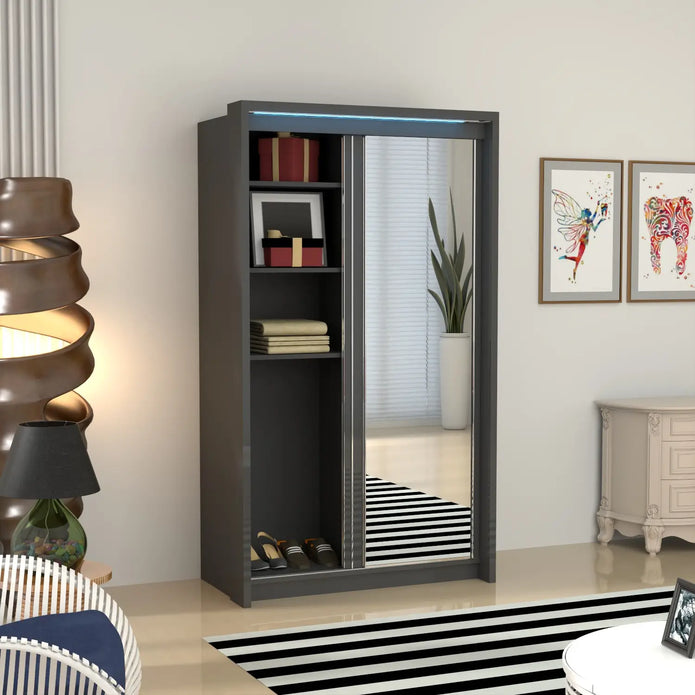 Porto 2 Doors Wardrobe | COLOR: Dark Gray | SIZE: 125cm
