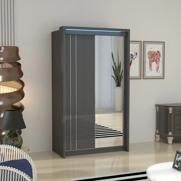 Porto 2 Doors Wardrobe | COLOR: Dark Gray | SIZE: 125cm