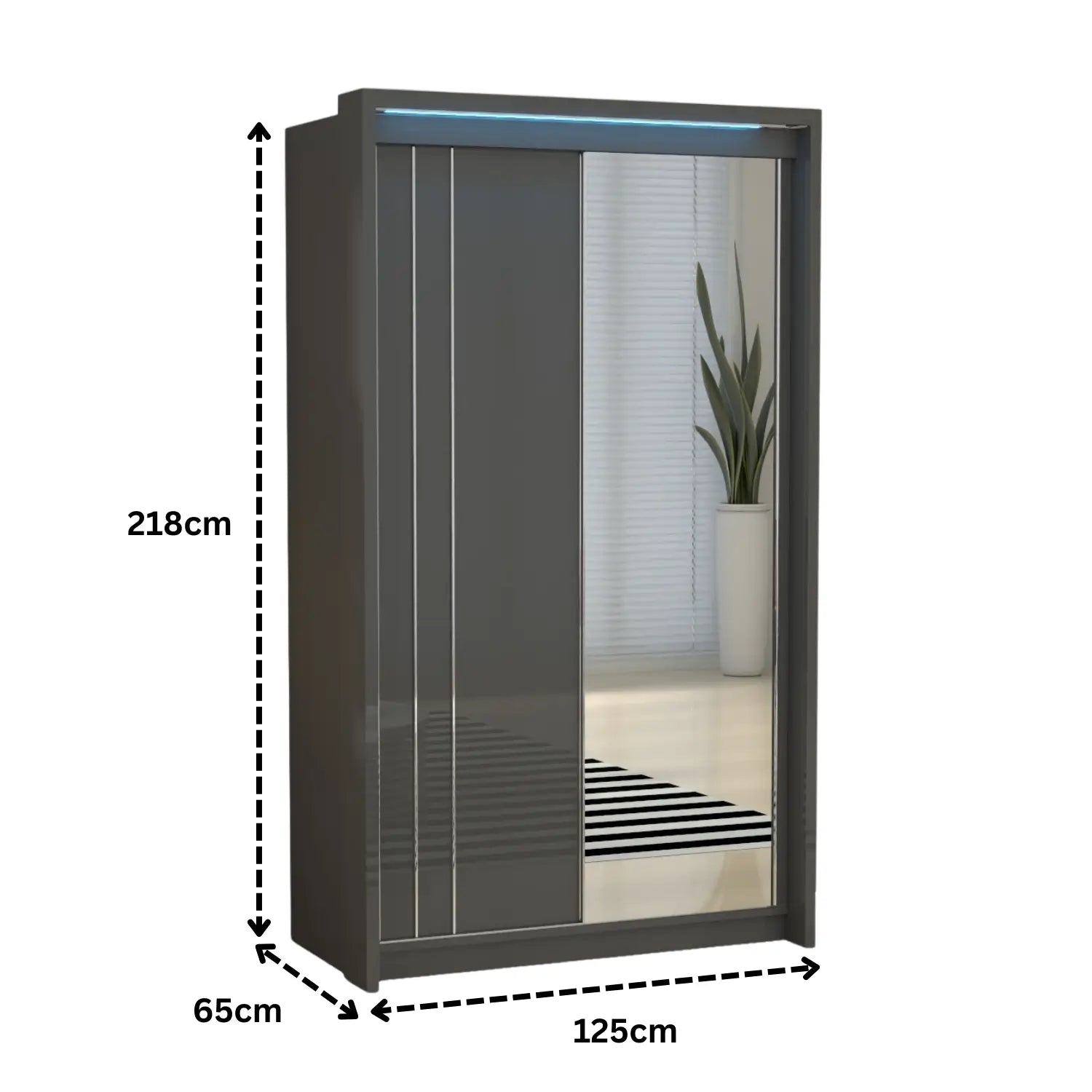 Porto 2 Doors Wardrobe | COLOR: Dark Gray | SIZE: 125cm