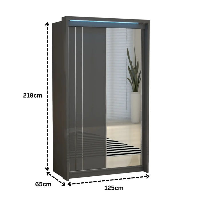 Porto 2 Doors Wardrobe | COLOR: Dark Gray | SIZE: 125cm