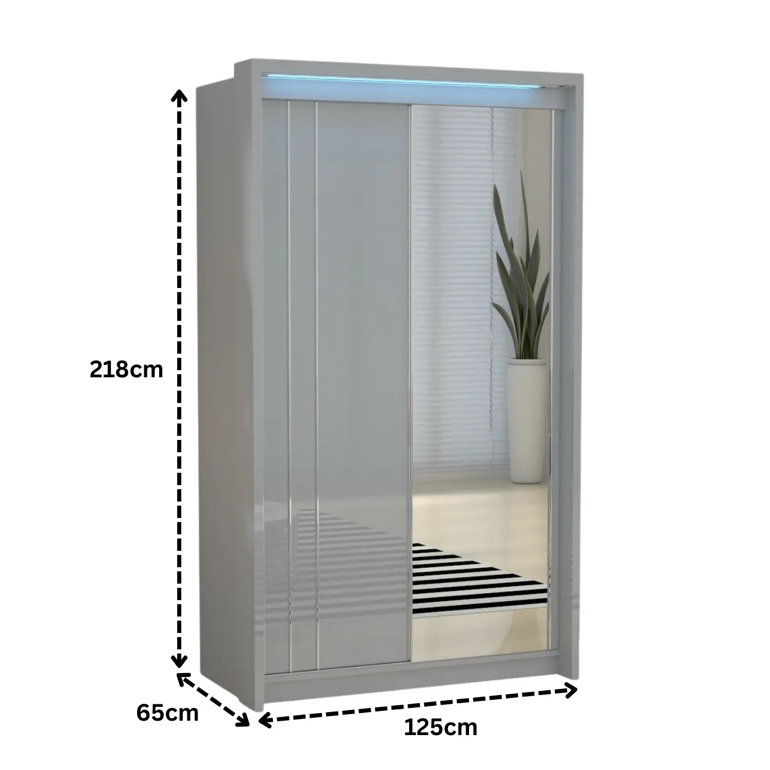 Porto 2 Doors Wardrobe | COLOR: Grey | SIZE: 125cm