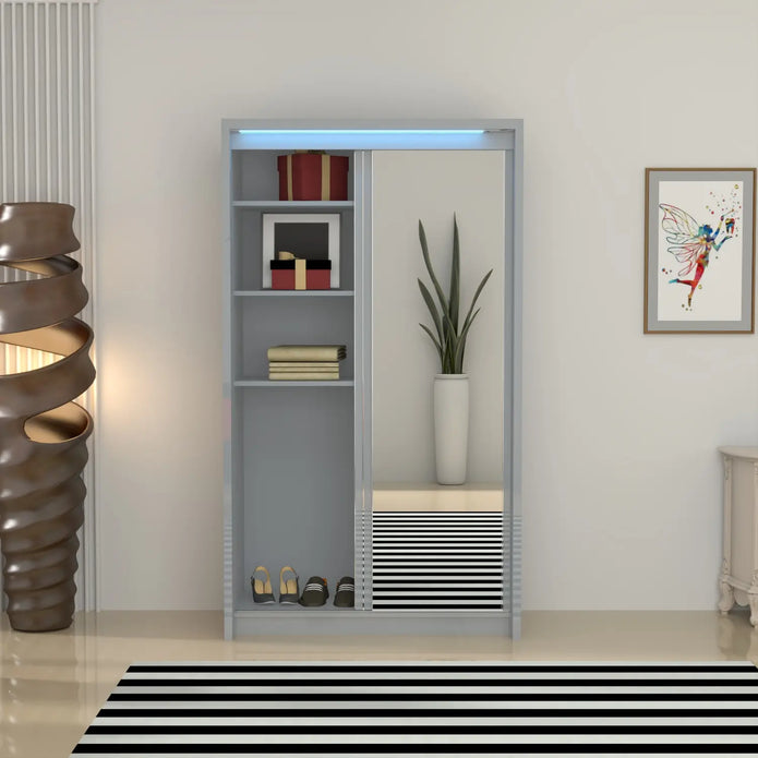 Porto 2 Doors Wardrobe | COLOR: Grey | SIZE: 125cm 