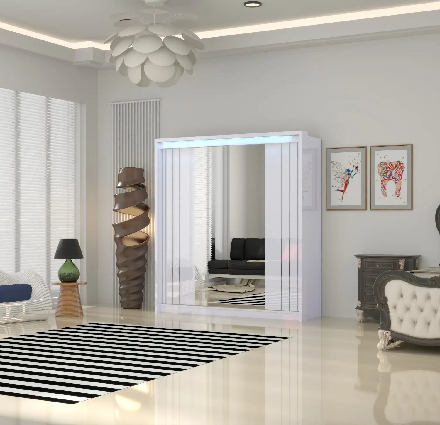 Porto 2 Doors Wardrobe | COLOR: White | SIZE: 165cm
