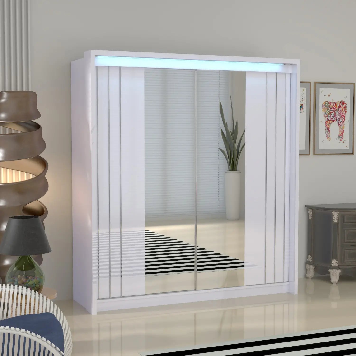 Porto 2 Doors Wardrobe | COLOR: White | SIZE: 165cm