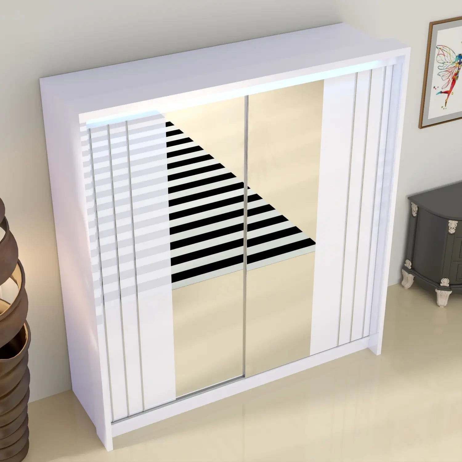 Porto 2 Doors Wardrobe | COLOR: White | SIZE: 165cm