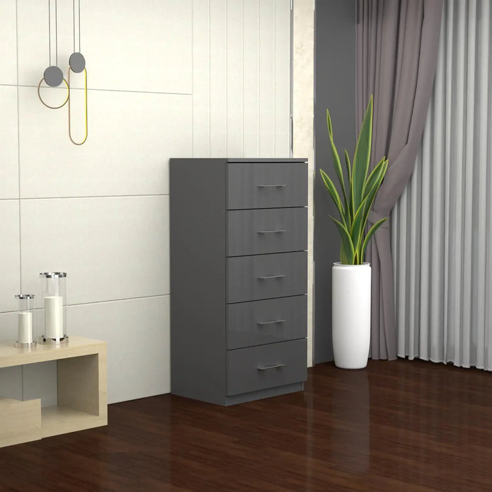Riga 5 Drawers Chest | COLOR: Dark Grey | SIZE: 60cm , 80cm 
