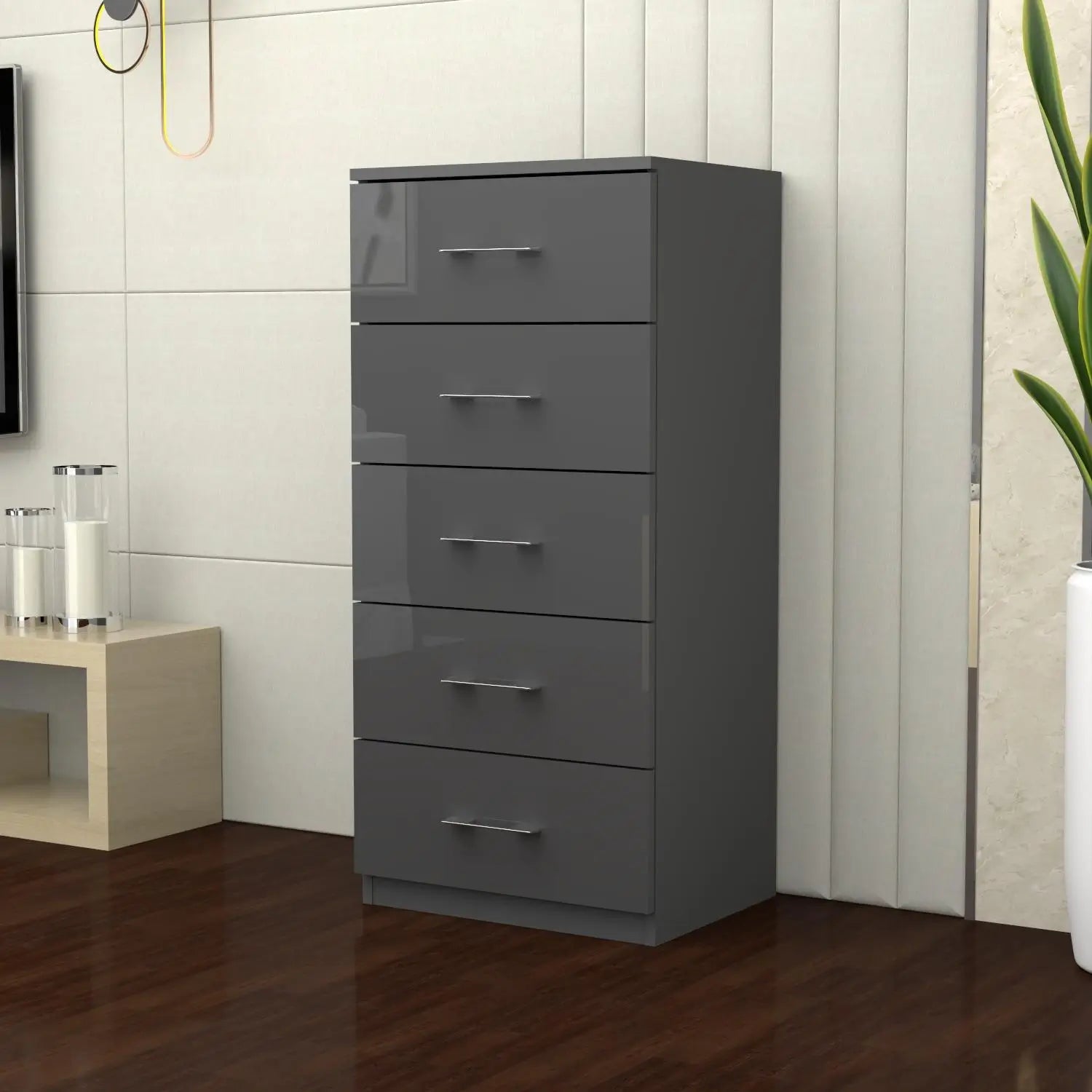 Riga 5 Drawers Chest | COLOR: Dark Grey | SIZE: 60cm , 80cm 